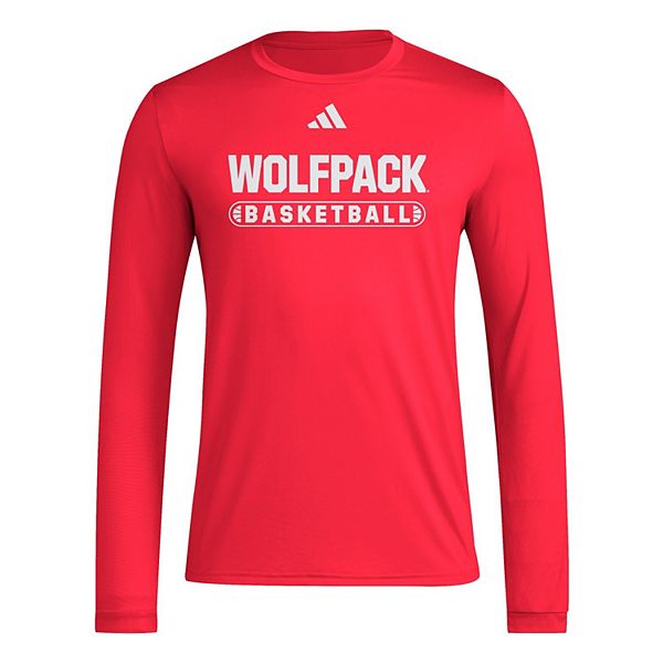 Мужская красная футболка nc state wolfpack с длинным рукавом Adidas — фото 3
