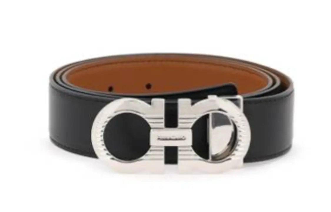 

Ferragamo Мужской кожаный ремень из коровьей кожи черный шириной 3,5 см, Black