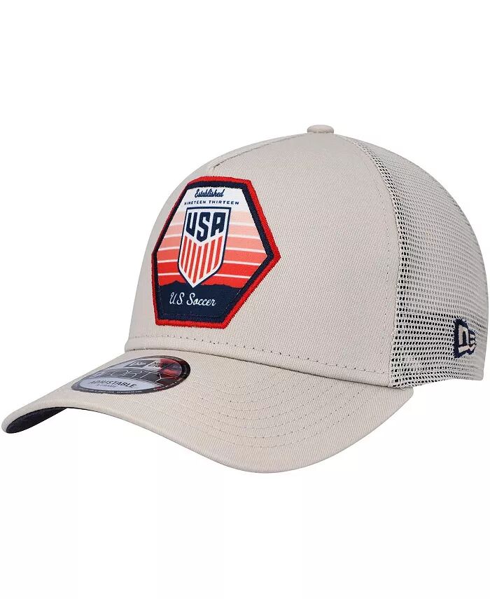 

Мужская регулируемая кепка цвета хаки с нашивкой USMNT 9FORTY A-Frame Trucker New Era, бежевый