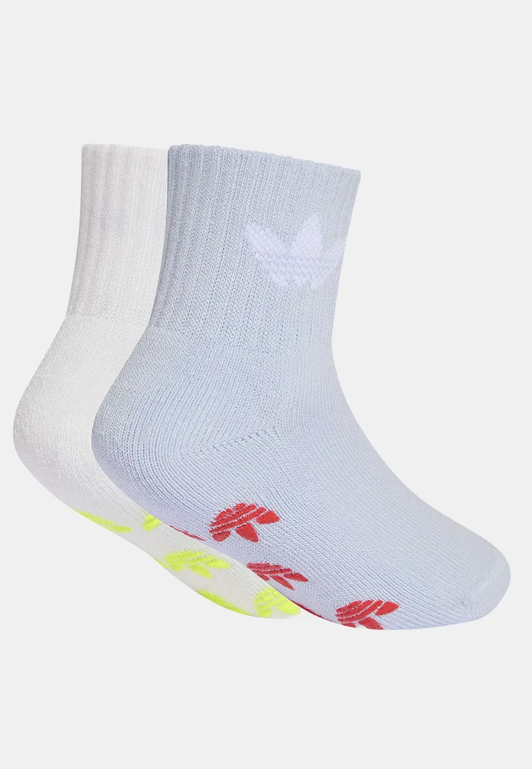 Носки детские нескользящие, 2 пары Adidas, белый/стальной — фото 2