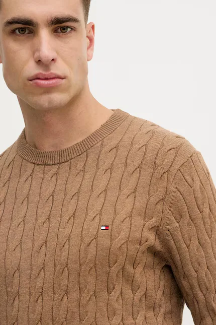 Свитер из хлопка Tommy Hilfiger, коричневый — фото 4