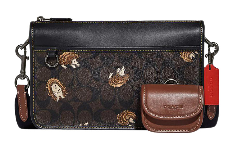 

COACH Наследие Комбинированная сумка из коровьей кожи Сумка через плечо Сумка кроссбоди Средняя мужская коричневая