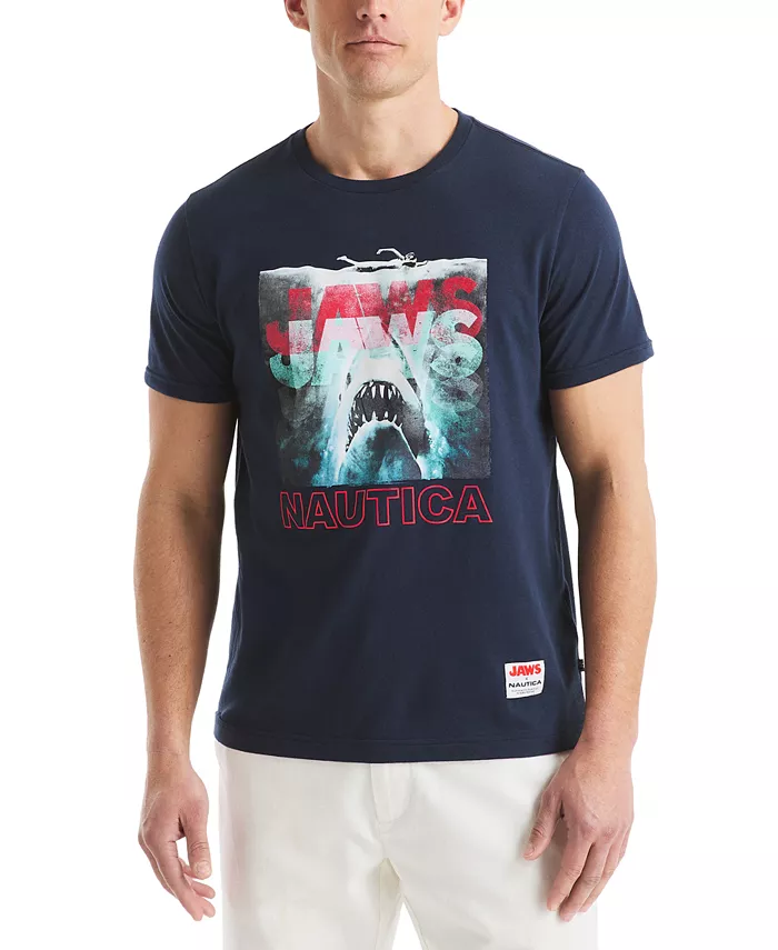 

Футболка с принтом JAWS x Men's Classic-Fit Nautica, синий