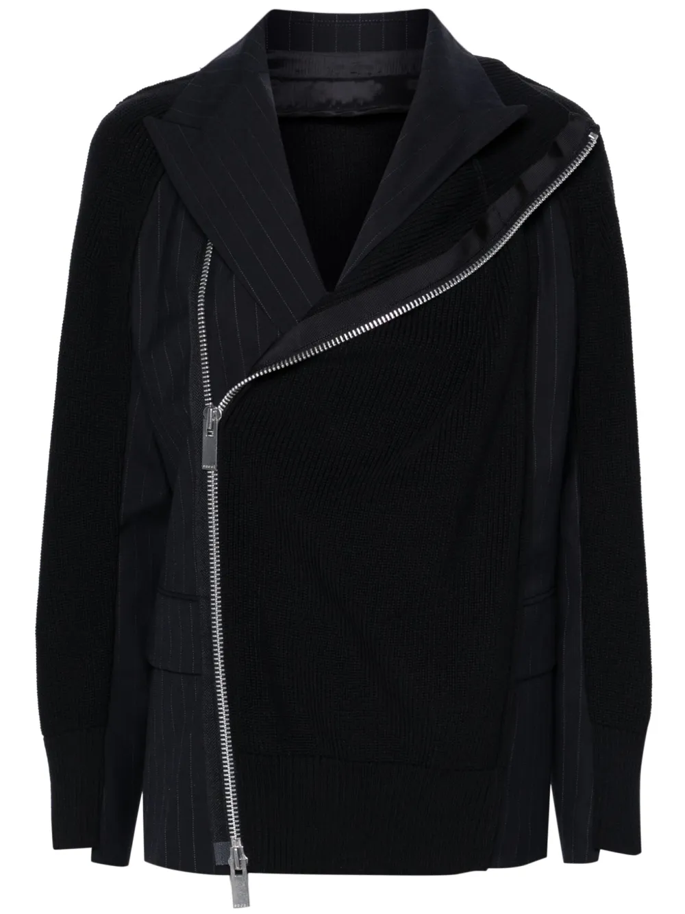 

Однобортный пиджак со вставками SACAI, синий