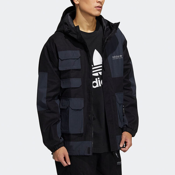 Куртка Men's adidas originals Alphabet Printing Contrasting Colors Hooded Track Jacket Black, черный — фото 4