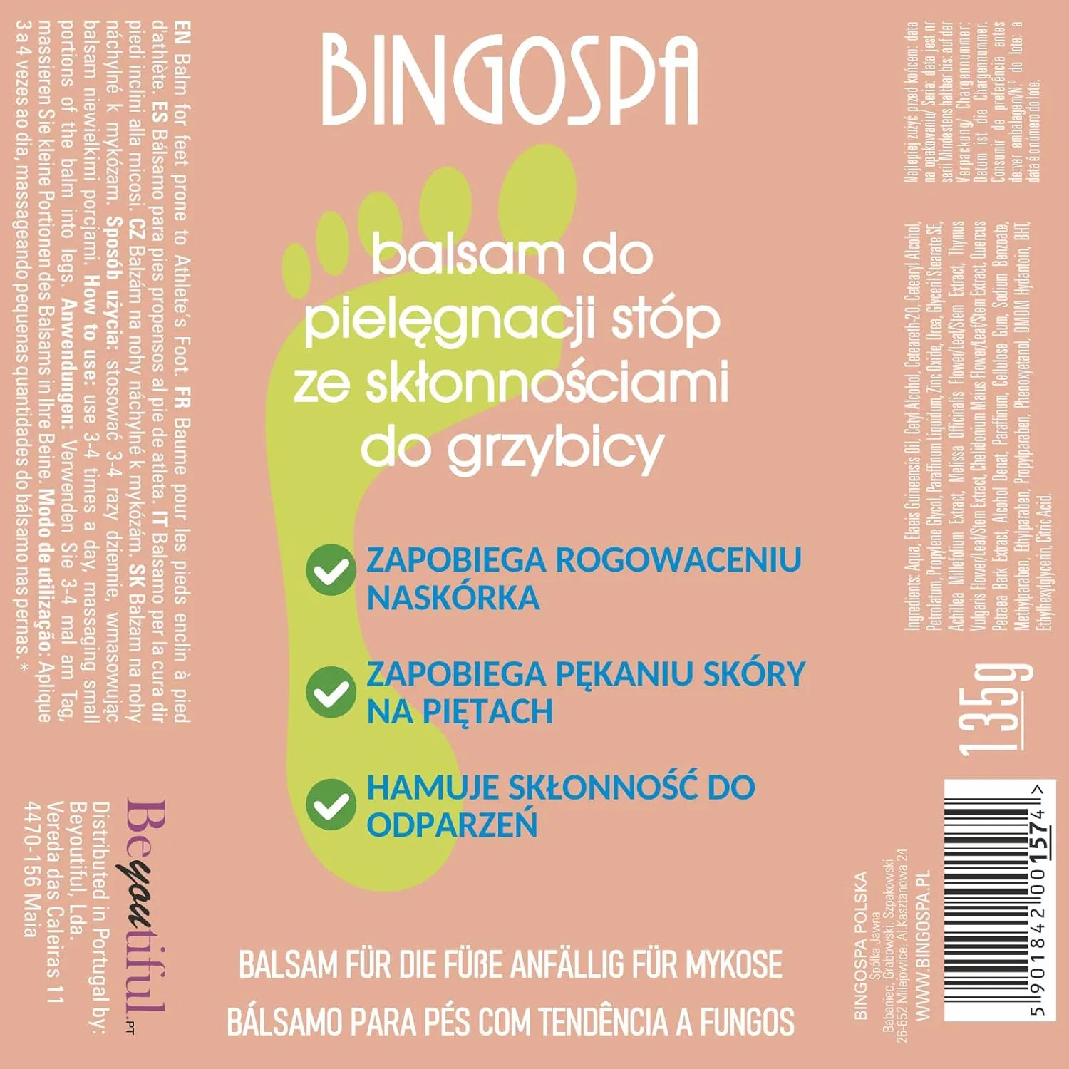 Бальзам для ног BINGOSPA от грибка стопы, 135 г Bingospa — фото 2