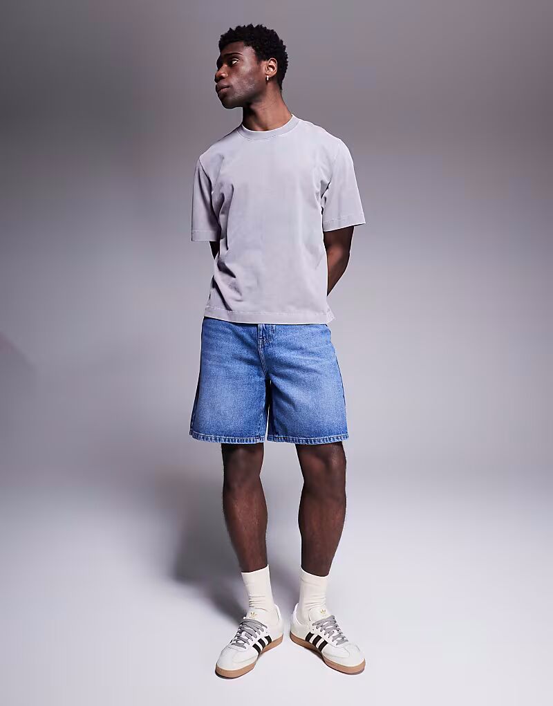 

Джинсовые шорты стандартной длины ASOS DESIGN темно-синего цвета