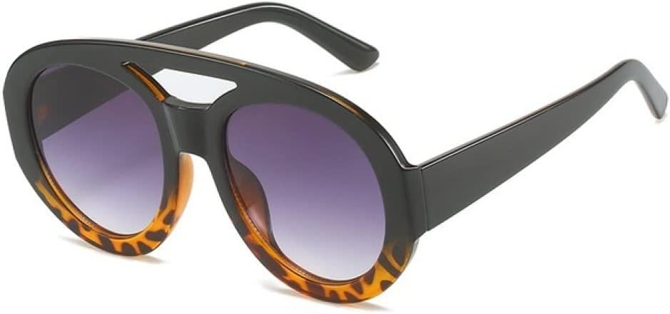 

Круглые солнцезащитные очки большого размера для женщин, овальные солнцезащитные очки для мужчин, винтажные солнцезащитные очки для женщин с защитой от УФ-излучения UV400 LANGSER, Black Leopard