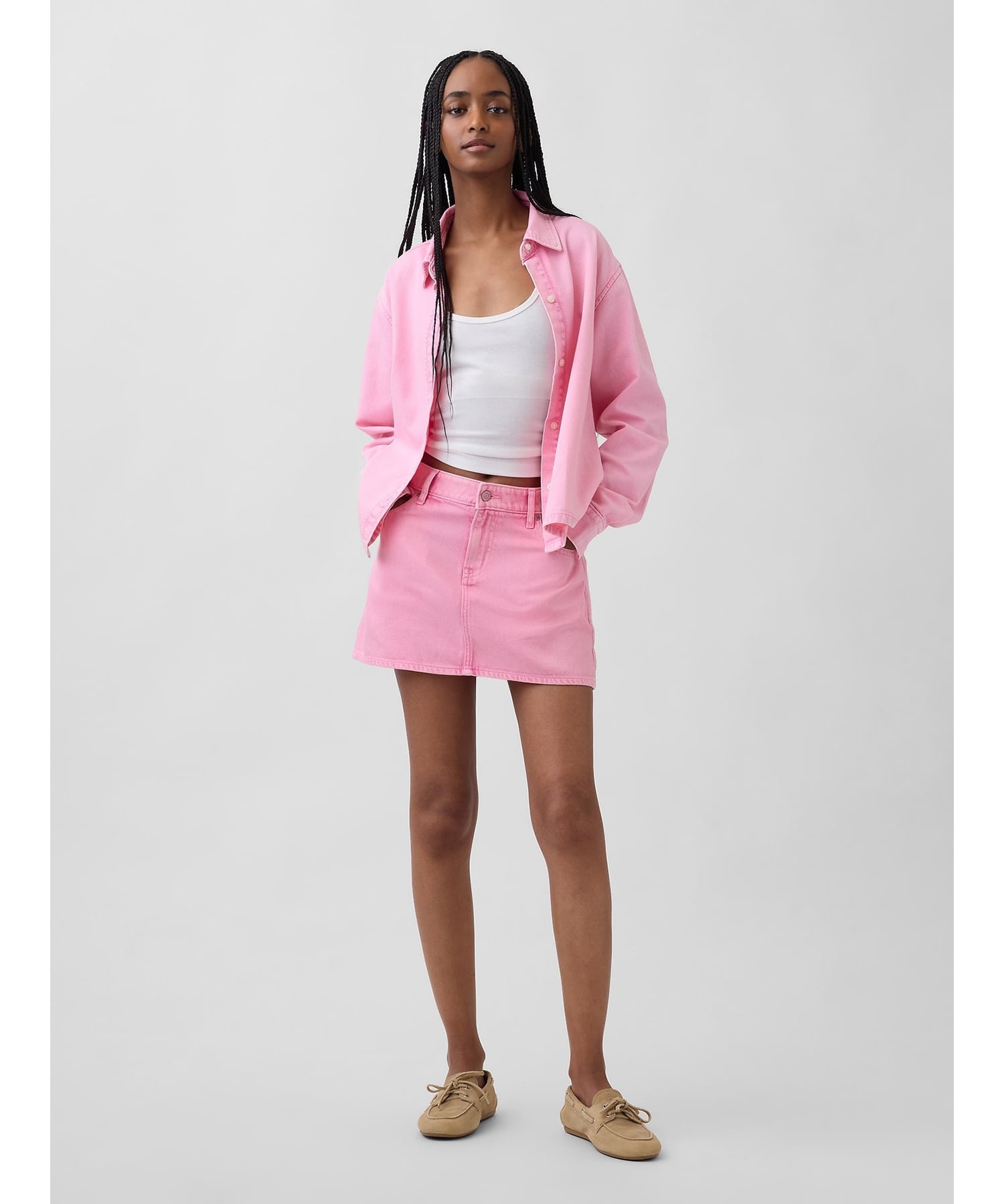 (W) Ультрамягкая джинсовая мини-юбка GAP, FRENCH_PINK — фото 2