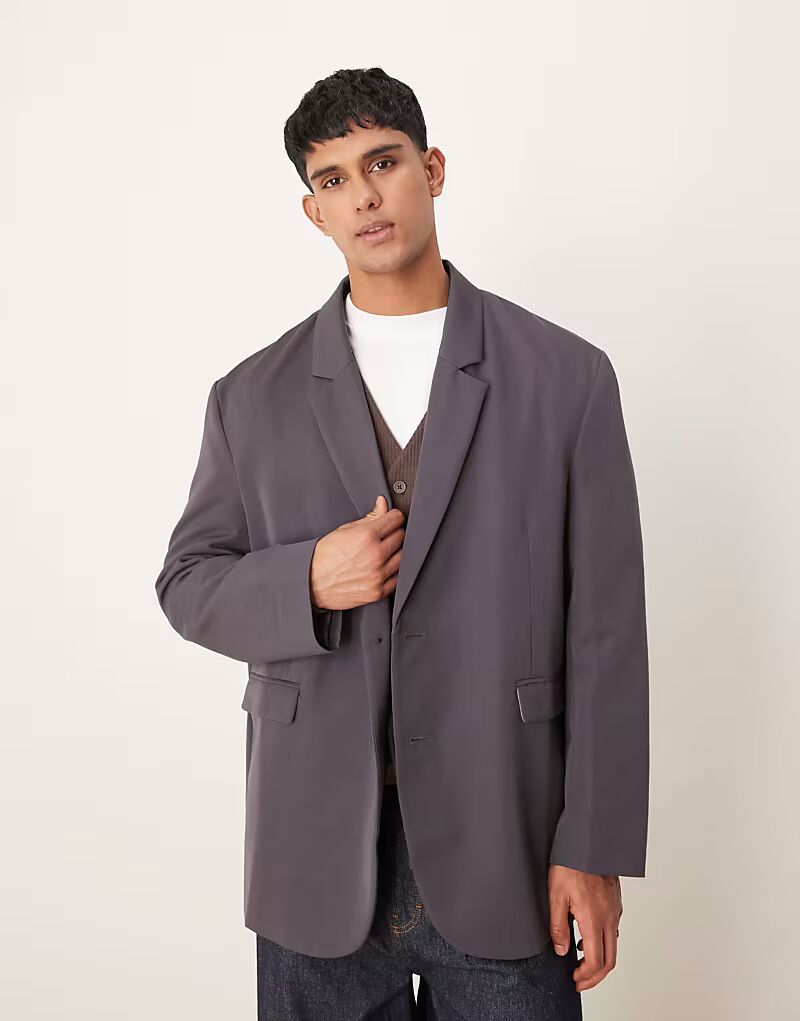 

Свободный блейзер ASOS DESIGN угольного цвета