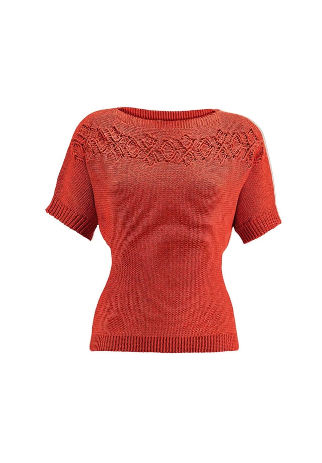 

Свитер с короткими рукавами из хлопка и льна. Madeleine, цвет blutorange