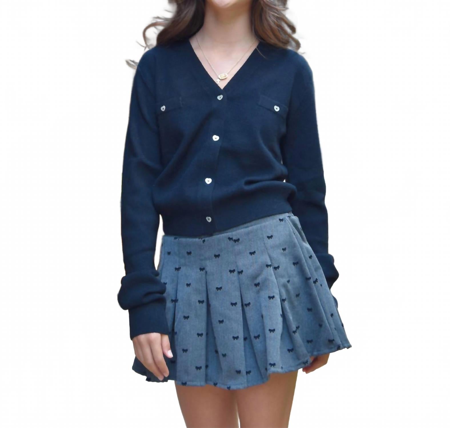 

Юбка для девочки из мягкого бархата с бантиками, антрацитового цвета Flowers By Zoe, Charcoal