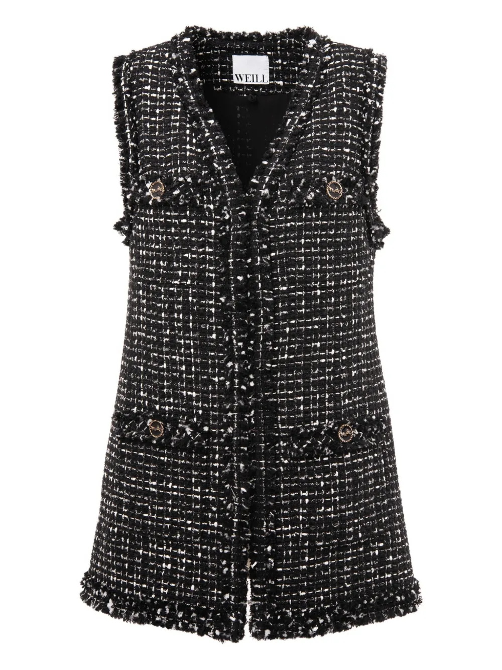 

Жакет без рукавов из твида с бахромой Weill Paris, черный