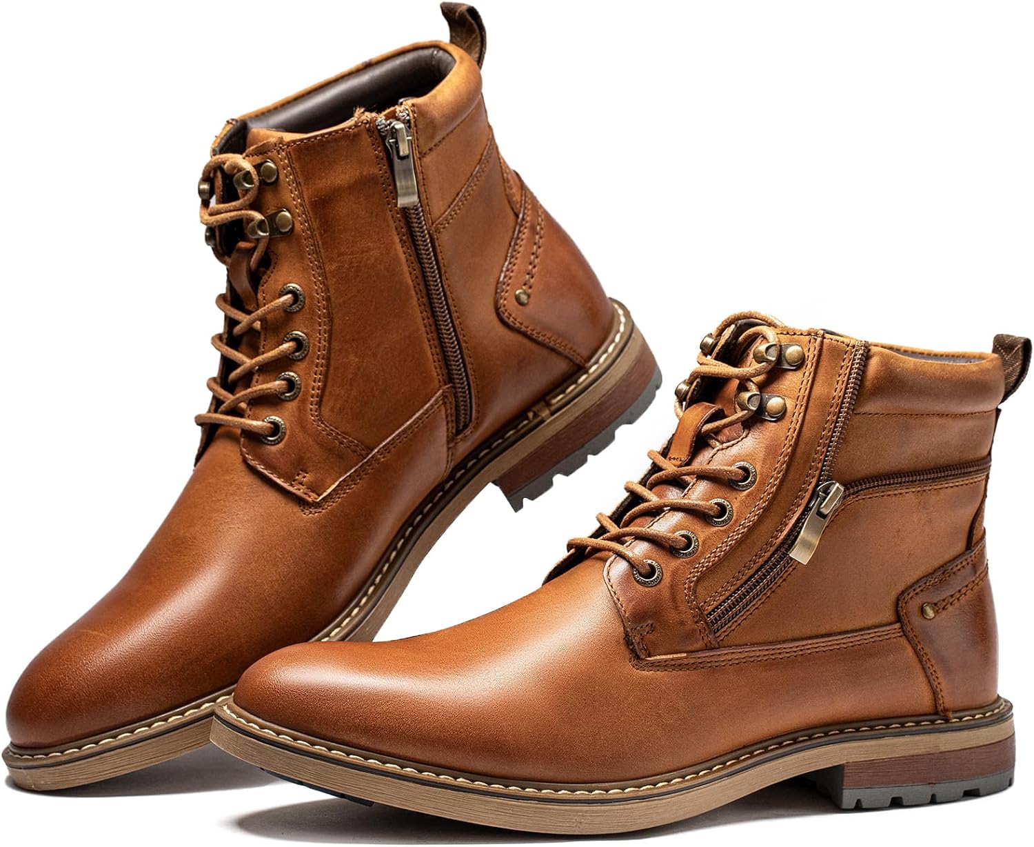 

Мужские повседневные ботинки Arkbird из натуральной кожи, байкерские боевые чукка с молнией и высокой голенью для мужчин, коричневый