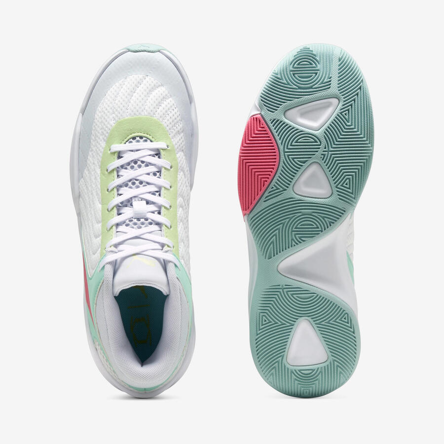DECATHLON Детские баскетбольные кроссовки PUMA Court Pro белые/зелёные — фото 3