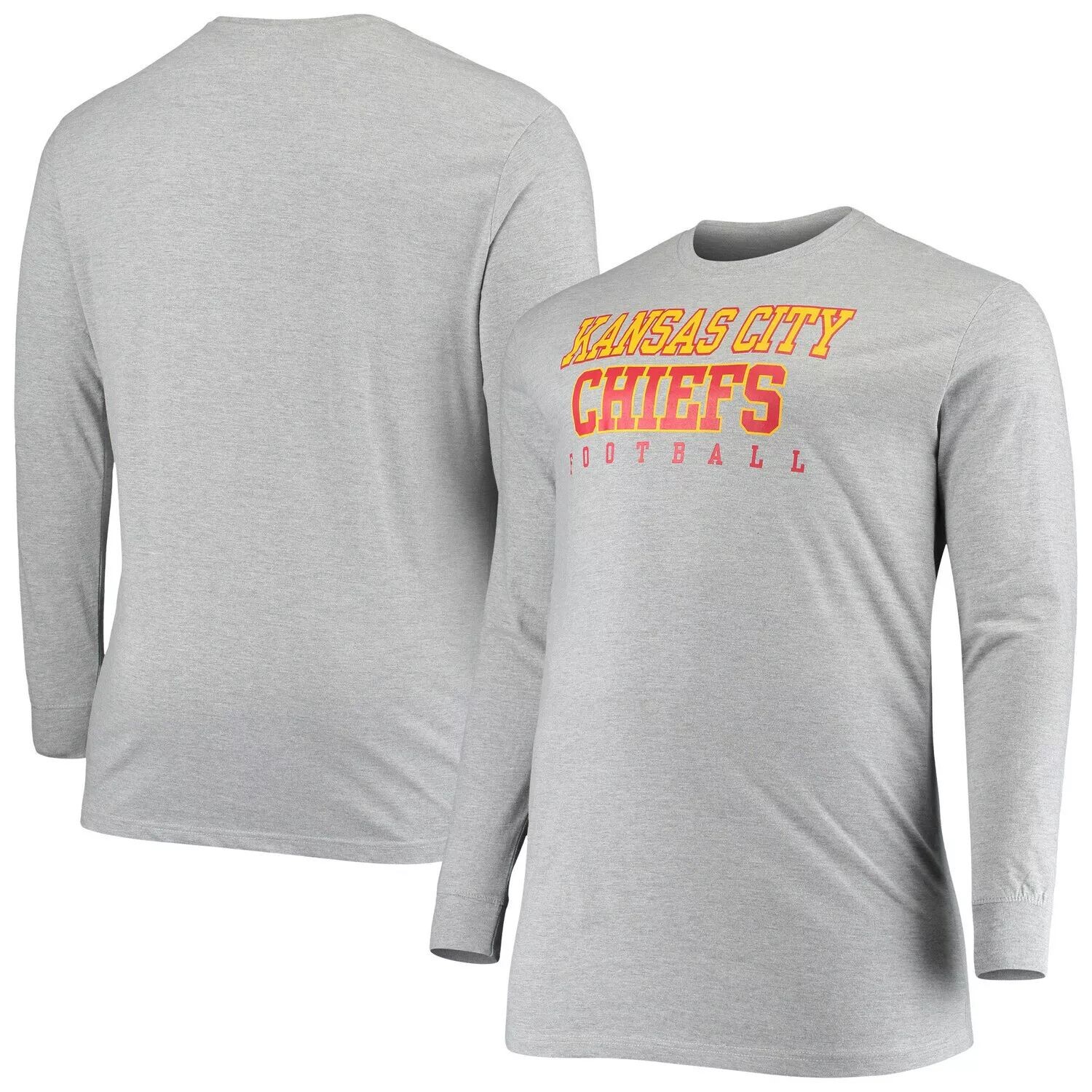

Мужская серая футболка с логотипом Kansas City Chiefs Big & Tall Practice с длинными рукавами Fanatics, Серый, Мужская серая футболка с логотипом Kansas City Chiefs Big & Tall Practice с длинными рукавами Fanatics