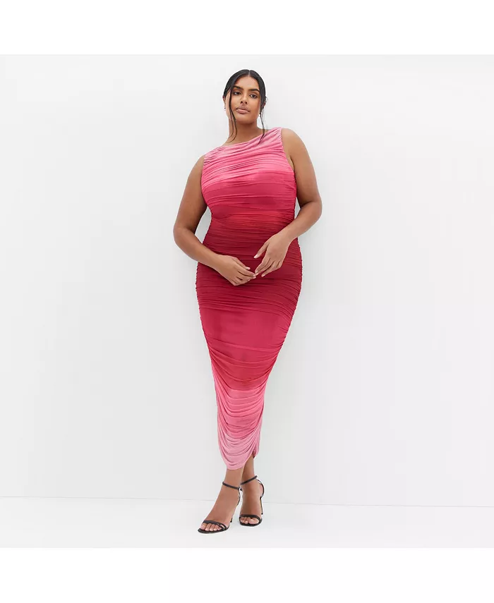 

Платье Plus Size Halo Ombre CITY CHIC, розовый