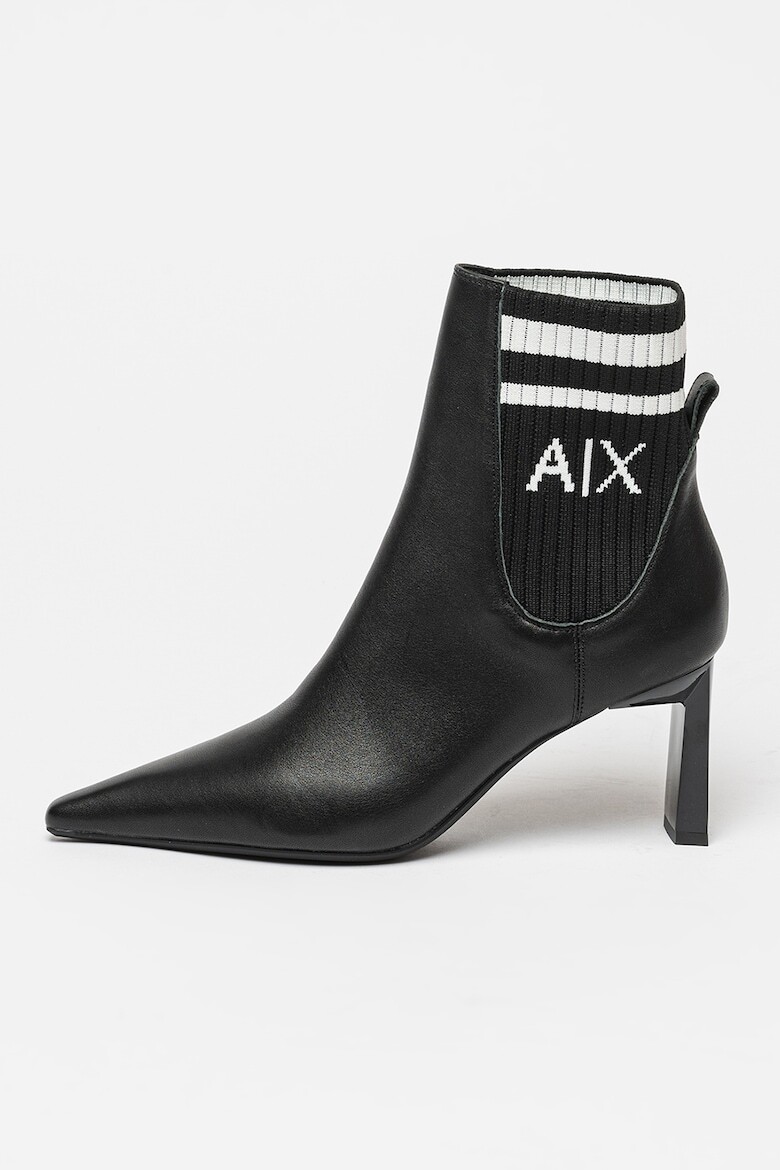 

Кожаные ботинки с кружевными деталями Armani Exchange, черный