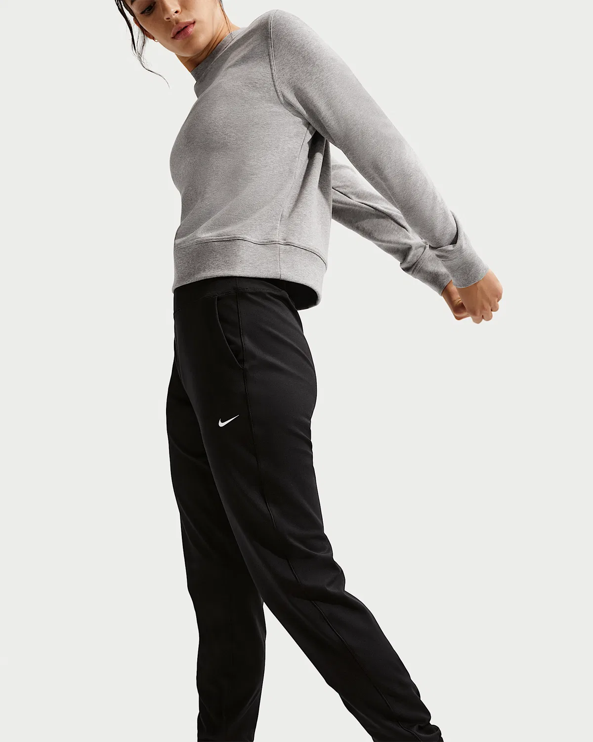 Женские спортивные штаны Nike One с высокой посадкой, полной длиной, Black/White — фото 4