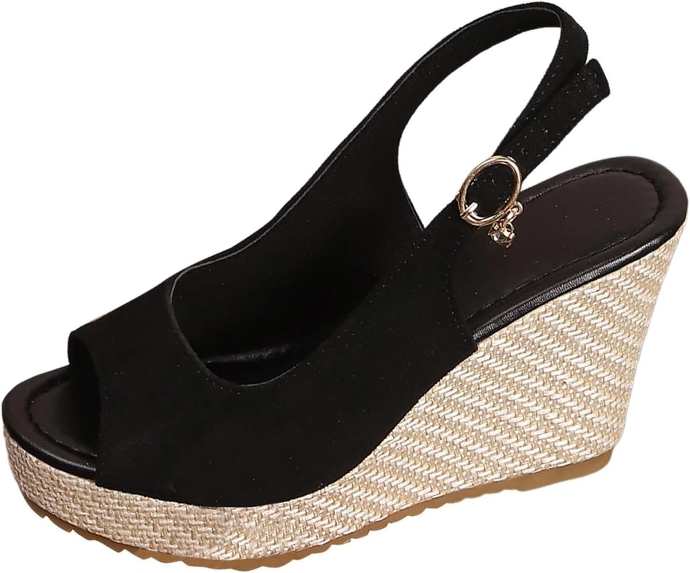 

Женские сандалии на танкетке-эспадрильи с открытым носком, платформой, с задником на ремешке, с бантом, повседневные и нарядные с открытой пяткой, ортопедические, для вечеринки и свадьбы Toumov, черный