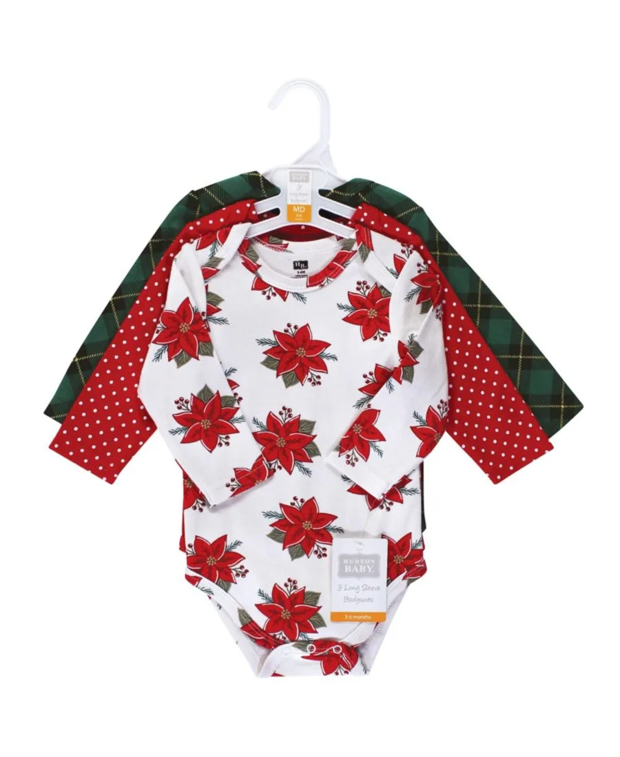 Hudson Baby Хлопковые боди с длинными рукавами, комплект из 3 штук, с принтом цвета корицы — фото 3