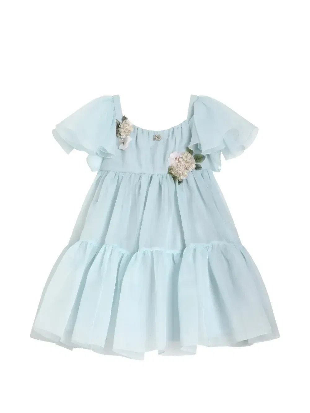 Платье с оборками и цветочным принтом Dolce & Gabbana Kids, синий