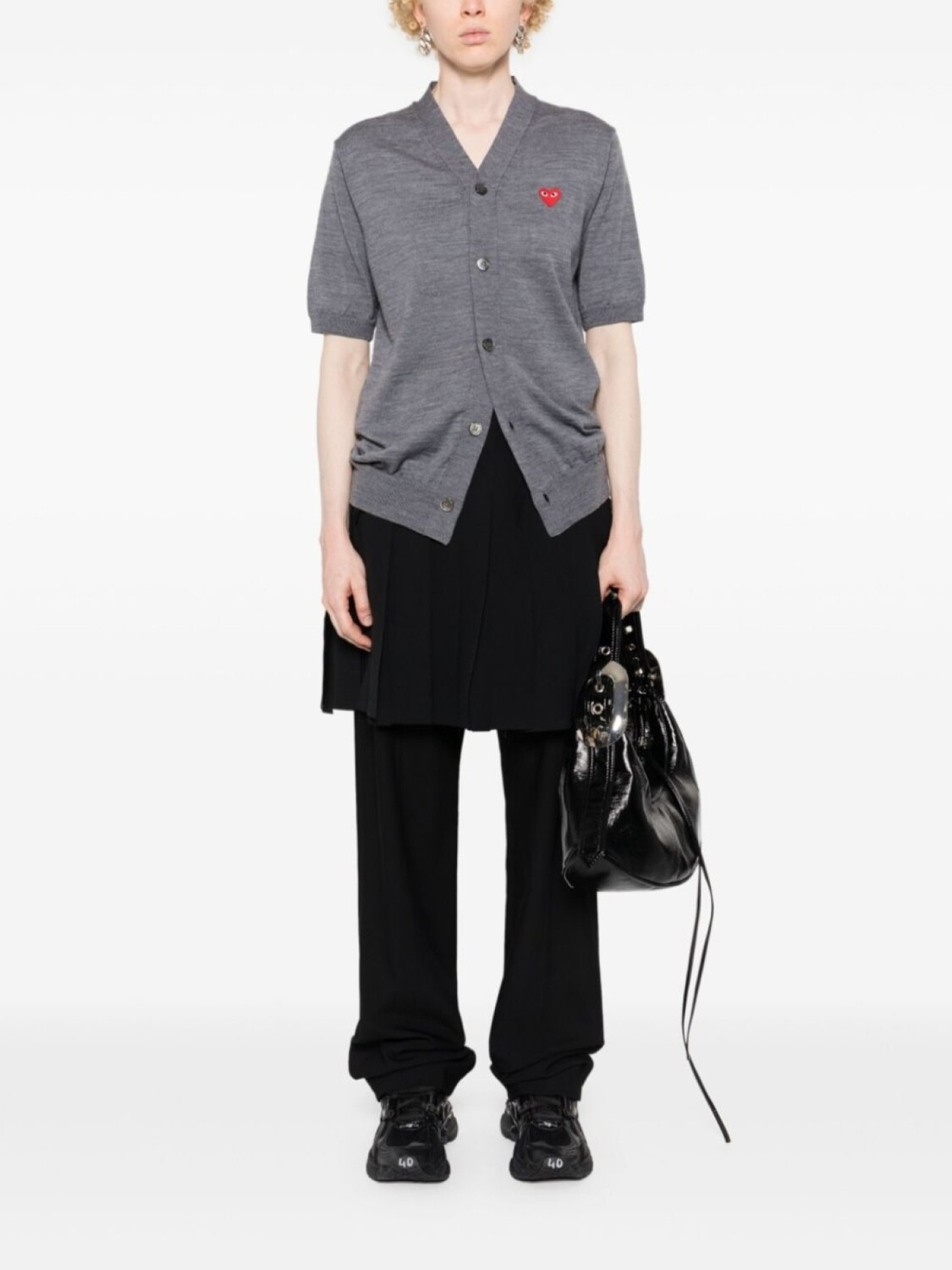 

Comme Des Garçons Play шерстяной кардиган с нашивкой, серый