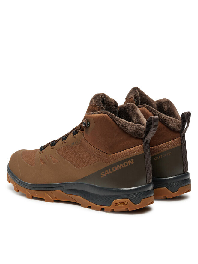 Треккинговые ботинки Salomon Outsnap Climasalomon Waterproof L47685000, коричневый — фото 3