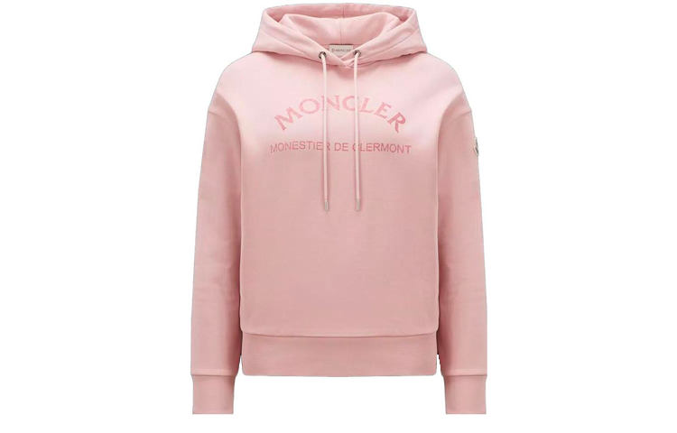 

Толстовка с капюшоном из хлопковой смеси с блестящим логотипом Moncler, розовый