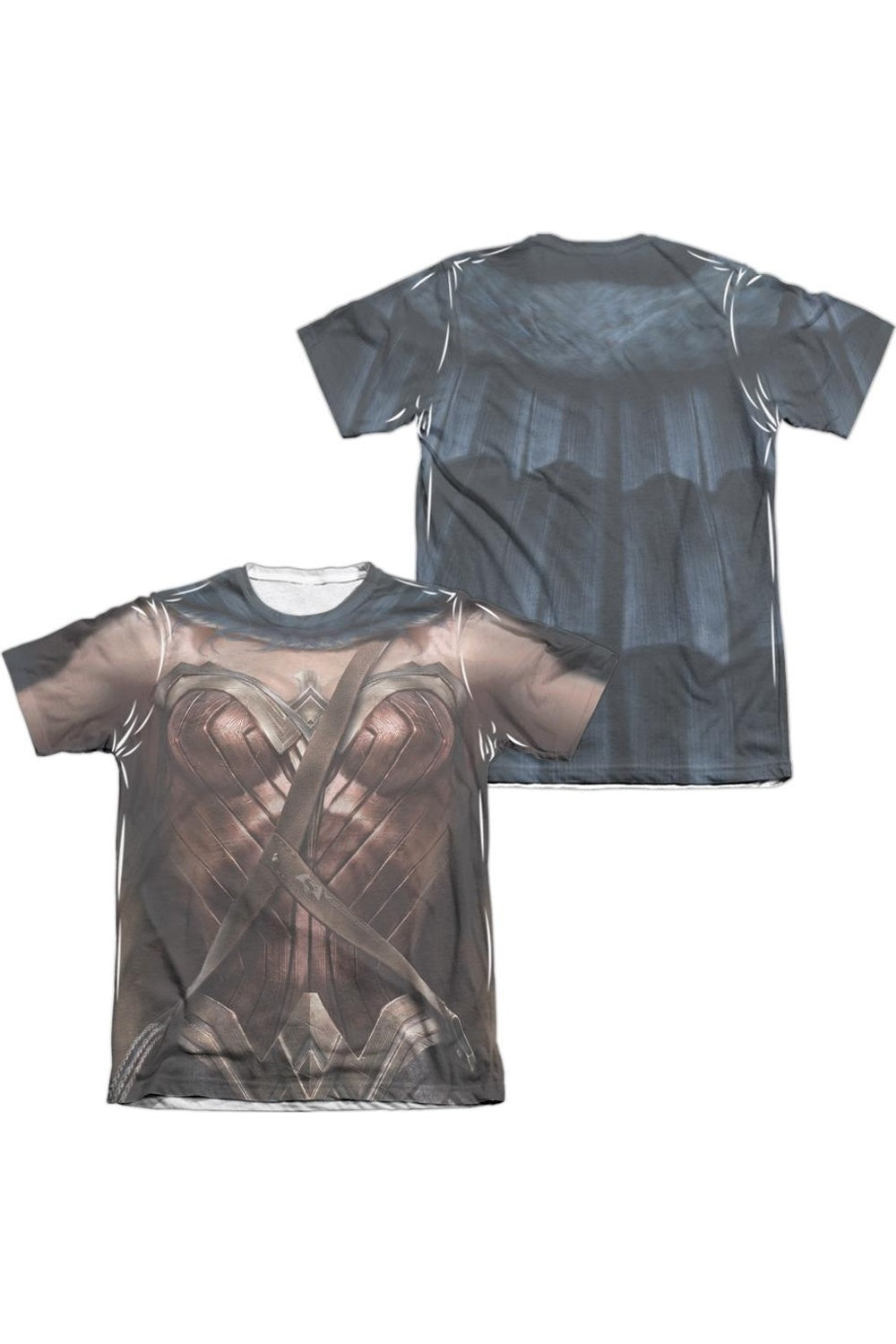 

Футболка с коротким рукавом из полиэстера/хлопка для взрослых, форма «Бэтмен против Супермена и Чудо-женщины» (принт спереди/сзади) Gildan, белый