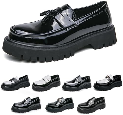 

Черно-белые двухцветные массивные лоферы на платформе Penny, классические слипоны с рифленой подошвой, деловая и рабочая обувь, повседневные нескользящие амортизирующие туфли, большой размер 5.5-14 Nekgnl