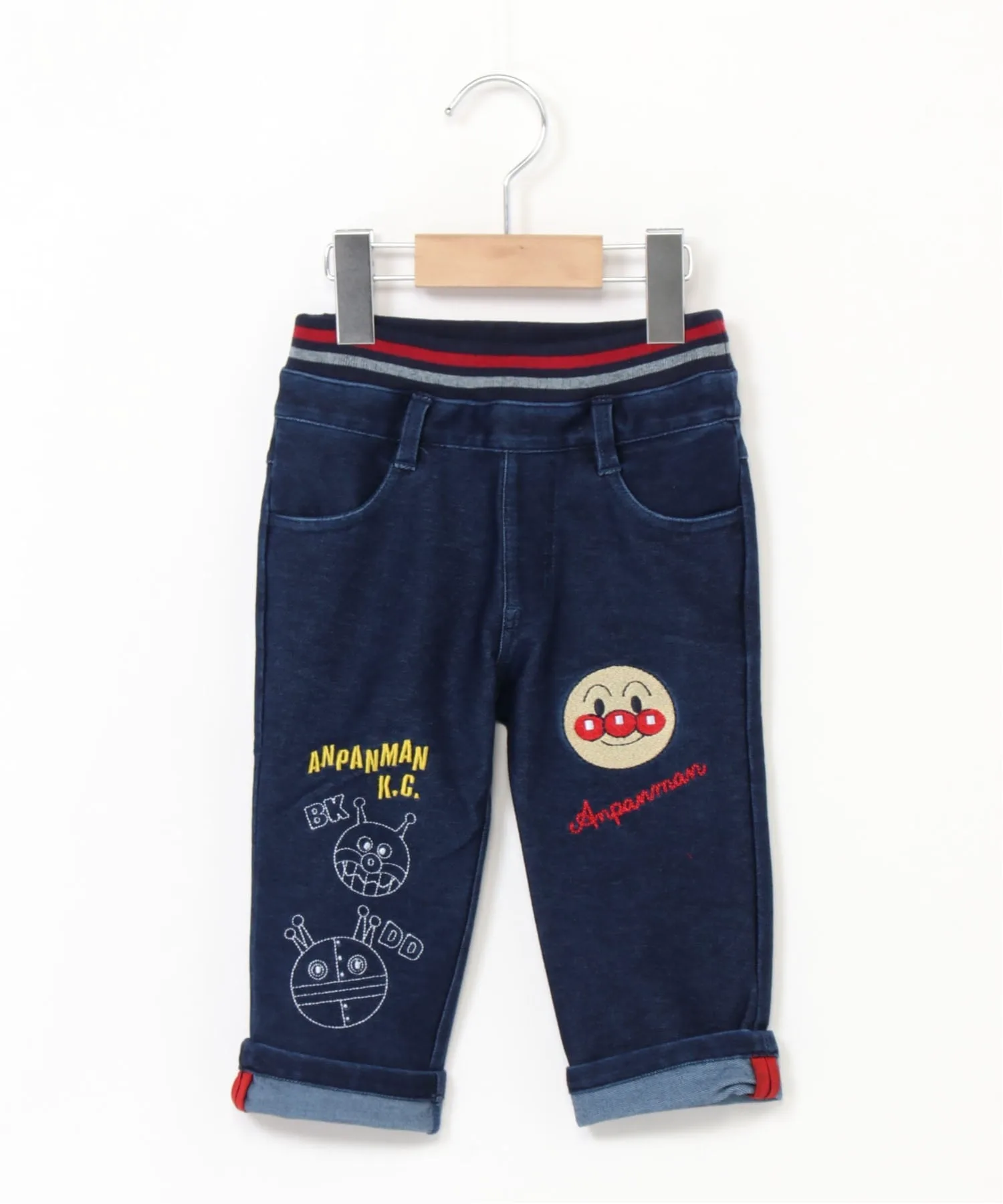 Детская коллекция Anpanman / (K) Джинсовые трикотажные брюки Anpanman с отворотами Anpanman Kids Collection, Navy — фото 3