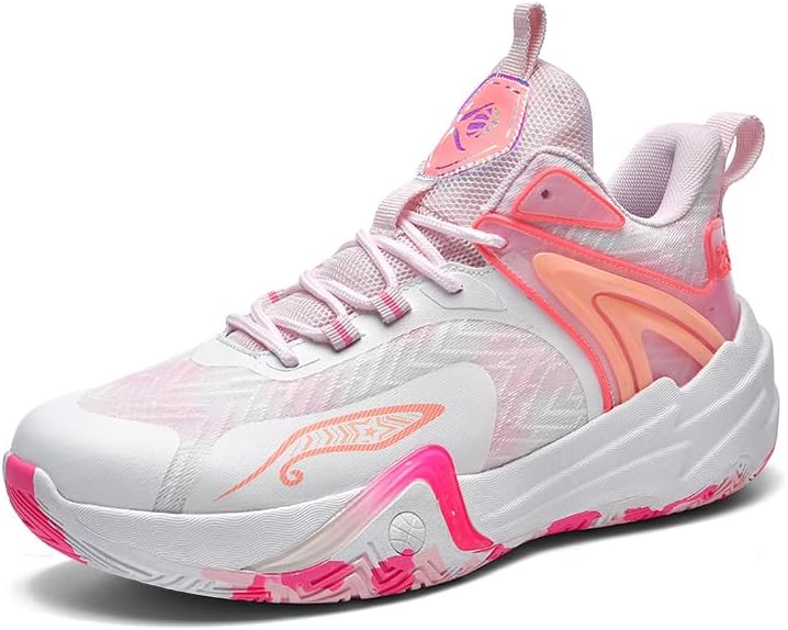 

Баскетбольные кроссовки для женщин и мужчин, удобные, нескользящие спортивные повседневные высокие модные кроссовки Balcurey, розовый