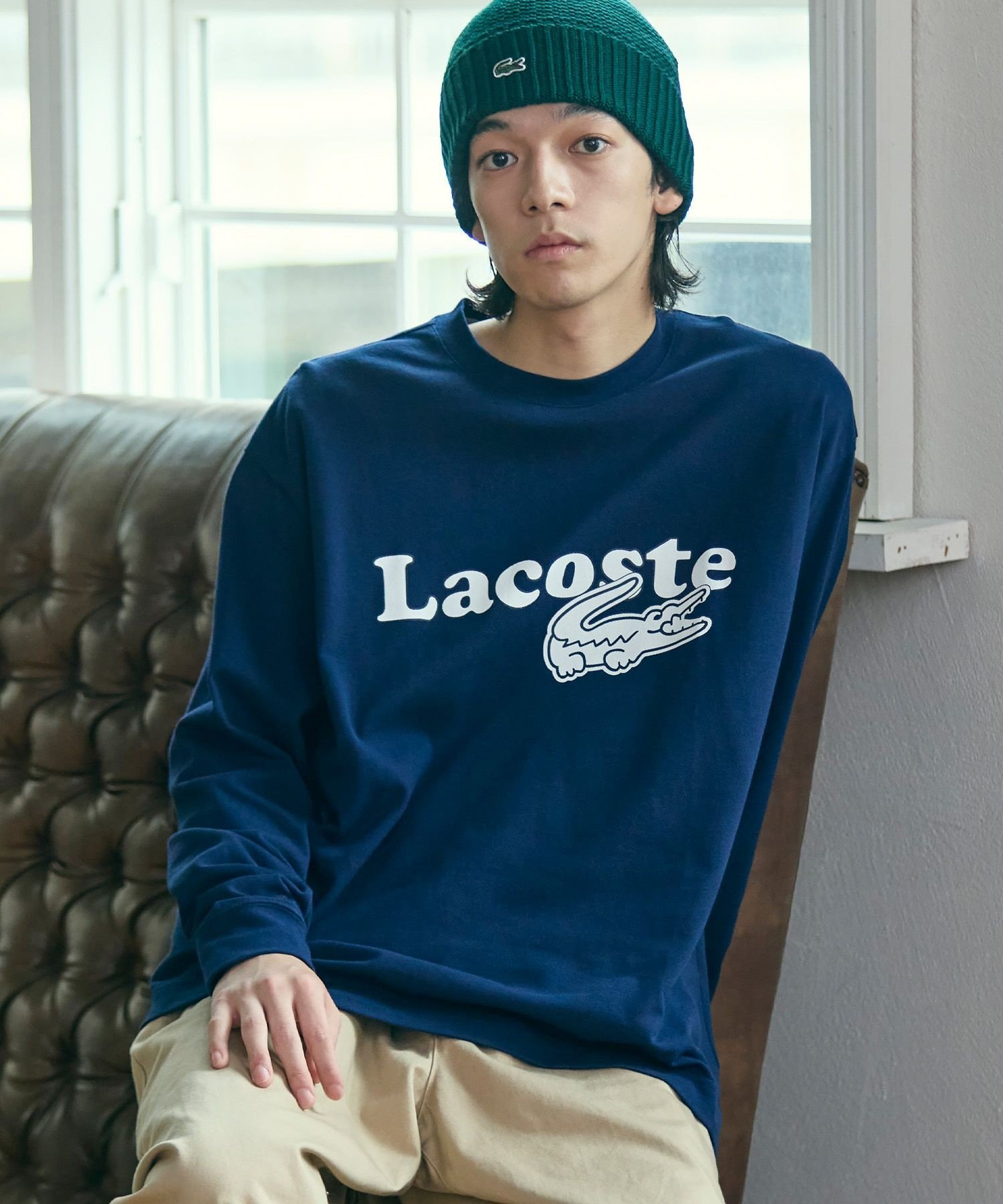 Футболка LACOSTE с принтом оверсайз, Navy — фото 2