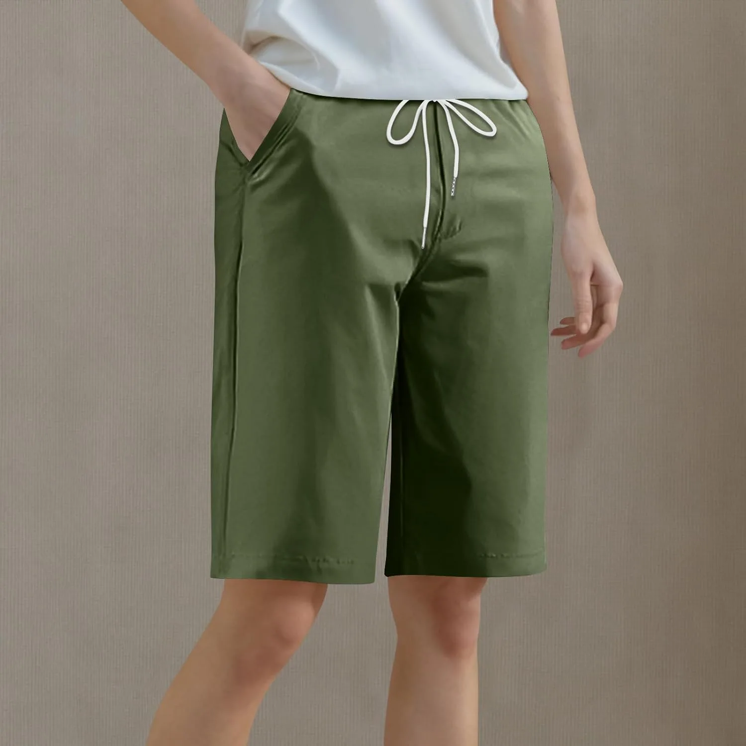 Бермуды женские High Waist с Drawstring Plus Size — фото 2