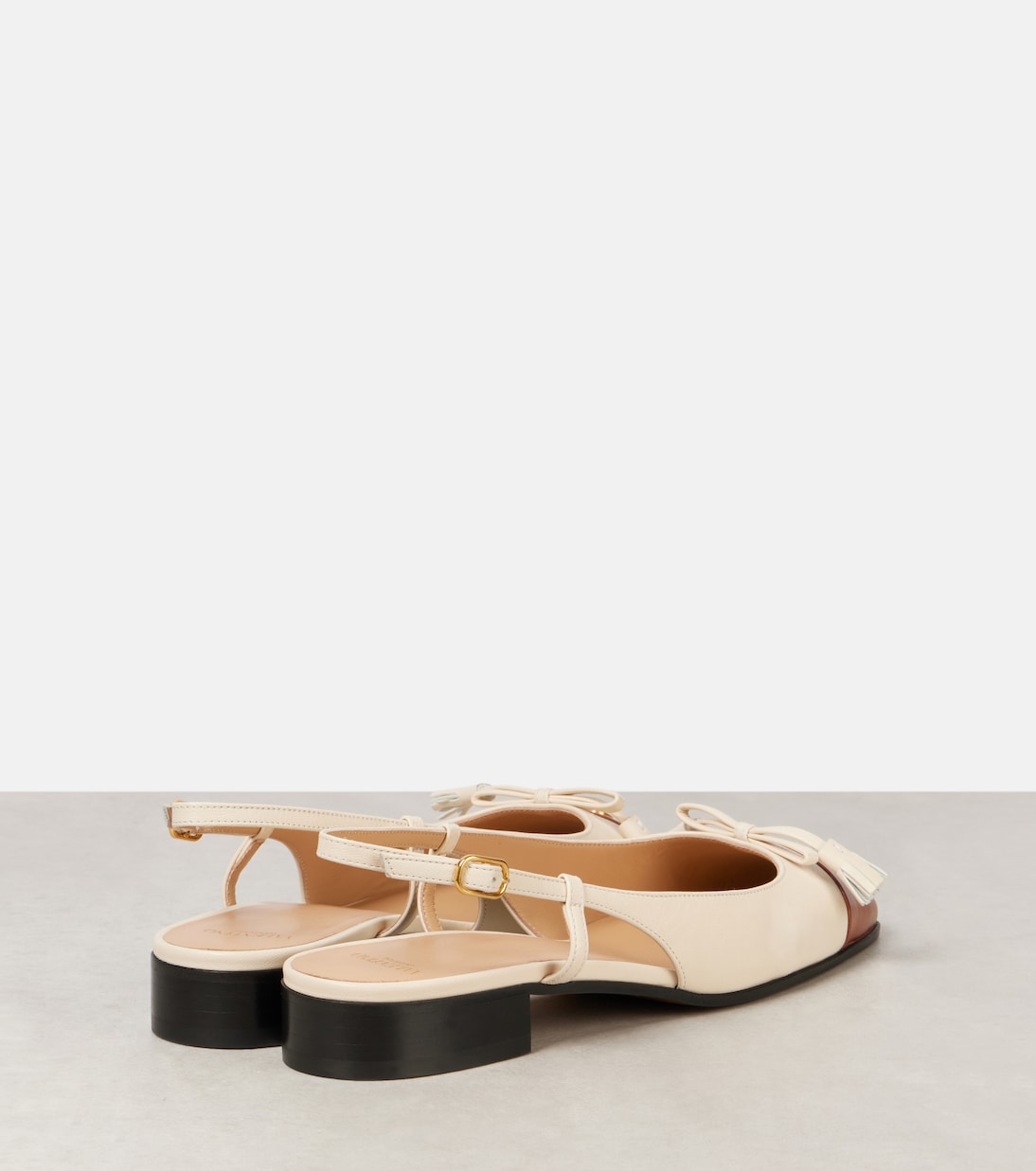 Балетки Valet Du Roi из кожи Valentino Garavani, Butter White/ Tabacco — фото 2