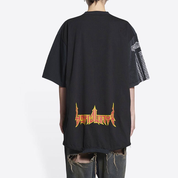 Футболка Balenciaga Speed Hunters Upside Down T-Shirt Oversized 'Black Faded', черный — фото 4