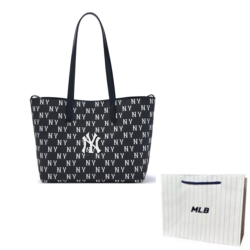 

MLB Полиэстеровая сумка-шоппер через плечо унисекс черно-белая, Black White+Shopping Bag