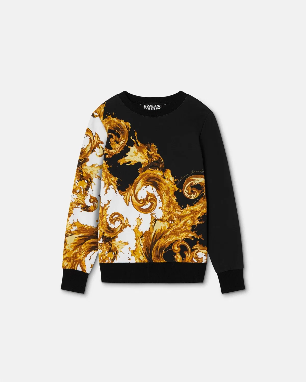 Свитшот из хлопкового джерси с принтом VERSACE, черный