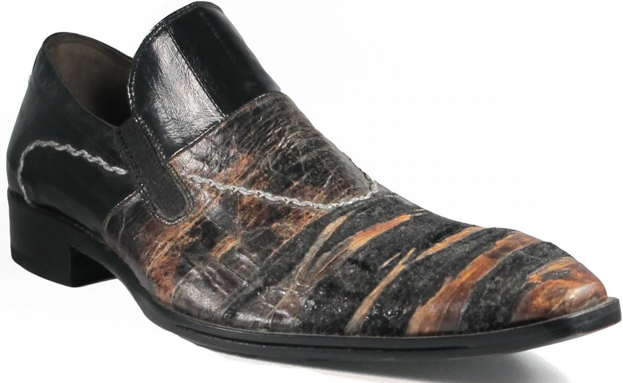 

Мужские туфли Davinci 2511 итальянские элегантные слипоны из кожы с уникальной росписью, коричневый