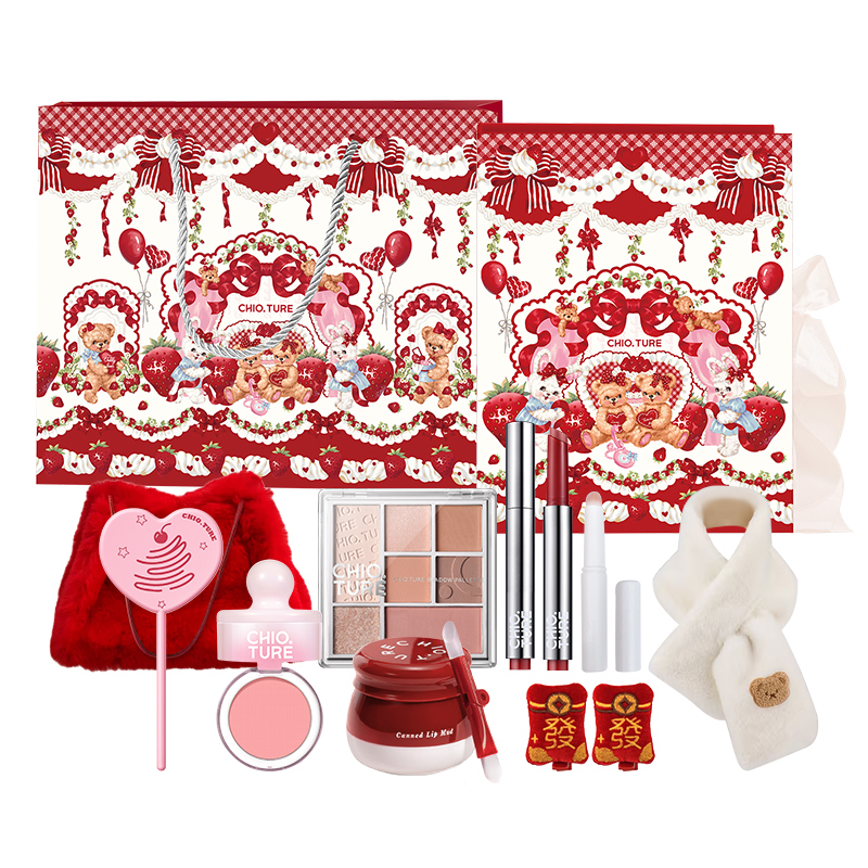 Набор для макияжа Christmas Box 10 Pcs Set: жидкая помада, румяна, тени для век CHIOTURE, style d — фото 3