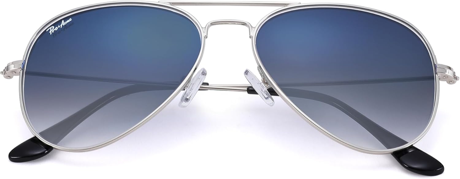 

Солнцезащитные очки-авиаторы Pro Acme с линзами из стекла для женщин, тонированные зеркальные, с защитой от УФ-излучения UV400, металлическая оправа, 58 мм, E Silver/Blue Gradient