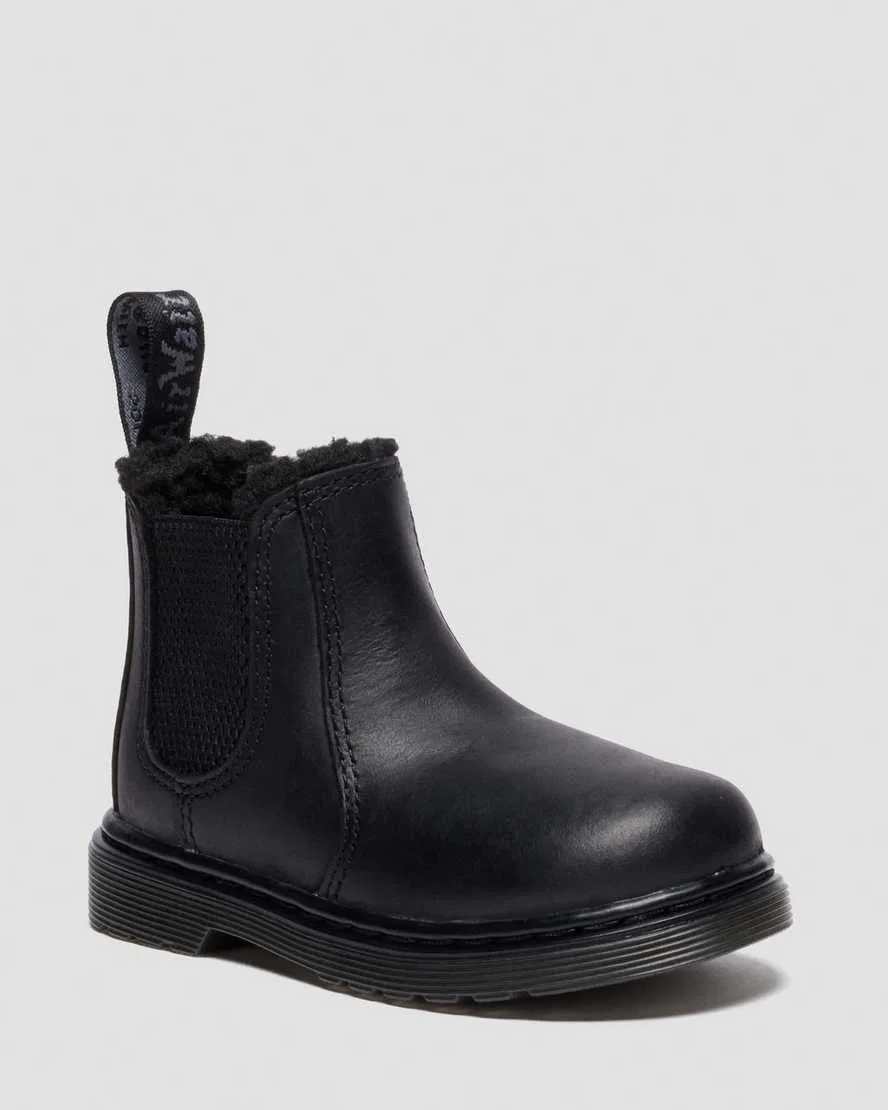 Детские ботинки Челси Dr Martens 2976 с подкладкой из искусственного меха, черный