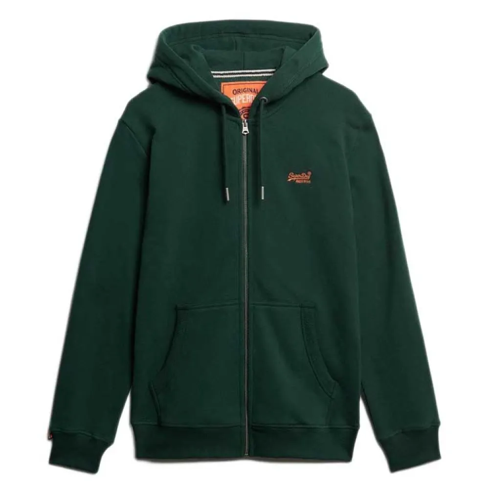 

Толстовка Superdry Essentials Logo full zip, зеленый
