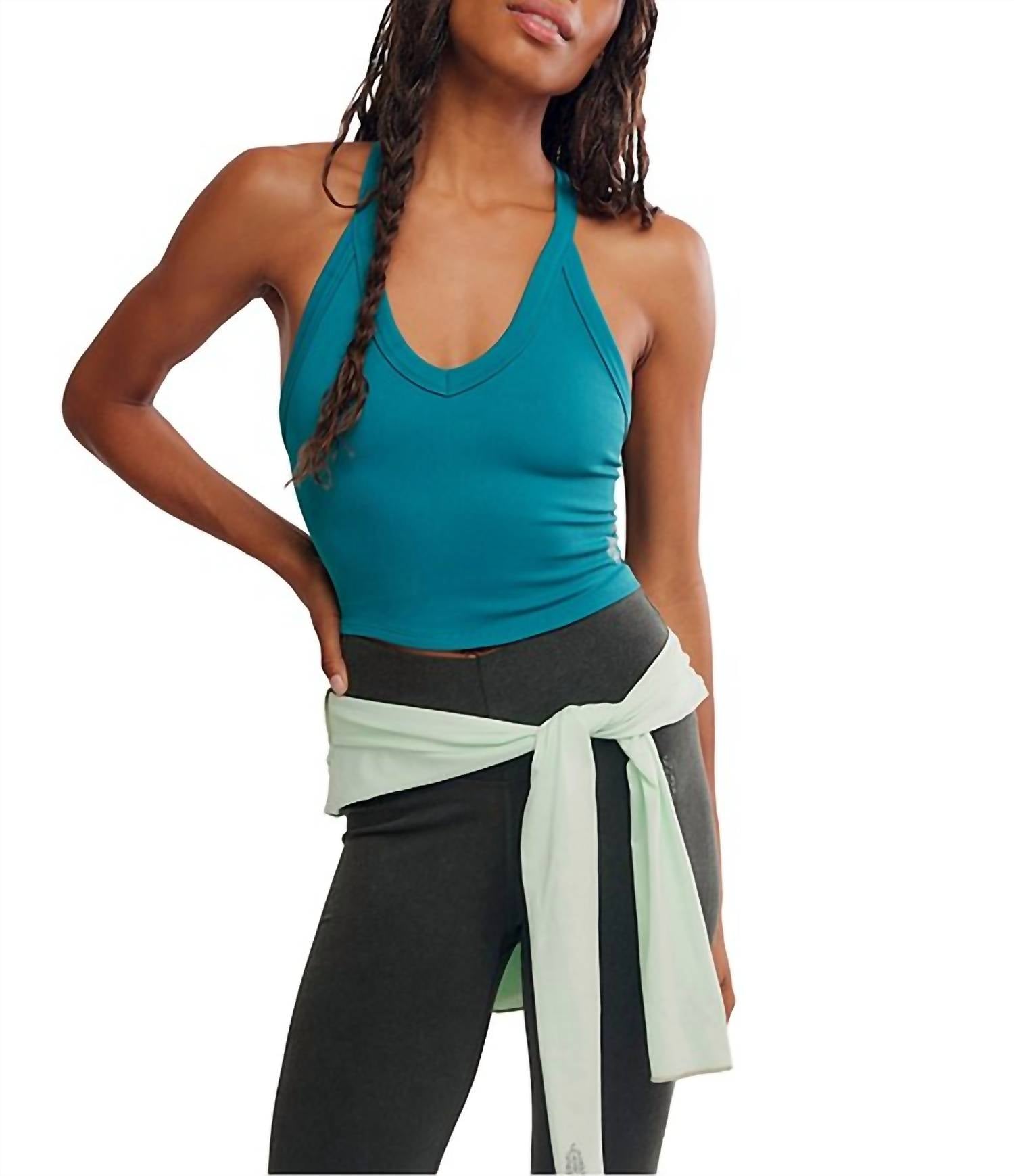 

Прозрачный топ-комбинация с V-образным вырезом небесно-голубого цвета Free People, голубой