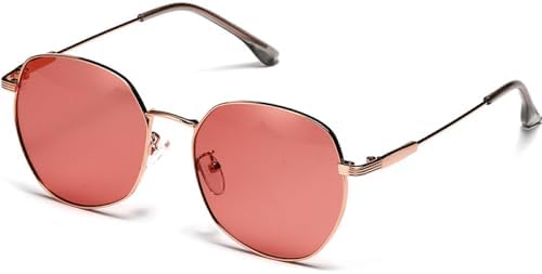 

Овальные солнцезащитные очки 2027 года для женщин, металлическая оправа, мужские солнцезащитные очки, офисные очки для мужчин, защита от УФ-излучения UV400 MTZJH, Gold Red