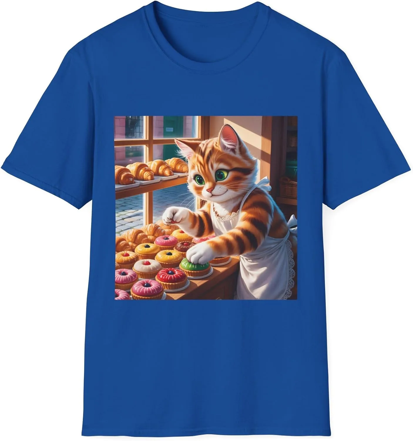 Футболка Unisex Cats Donut Shop с милым принтом с котиками GENERIC, Royal
