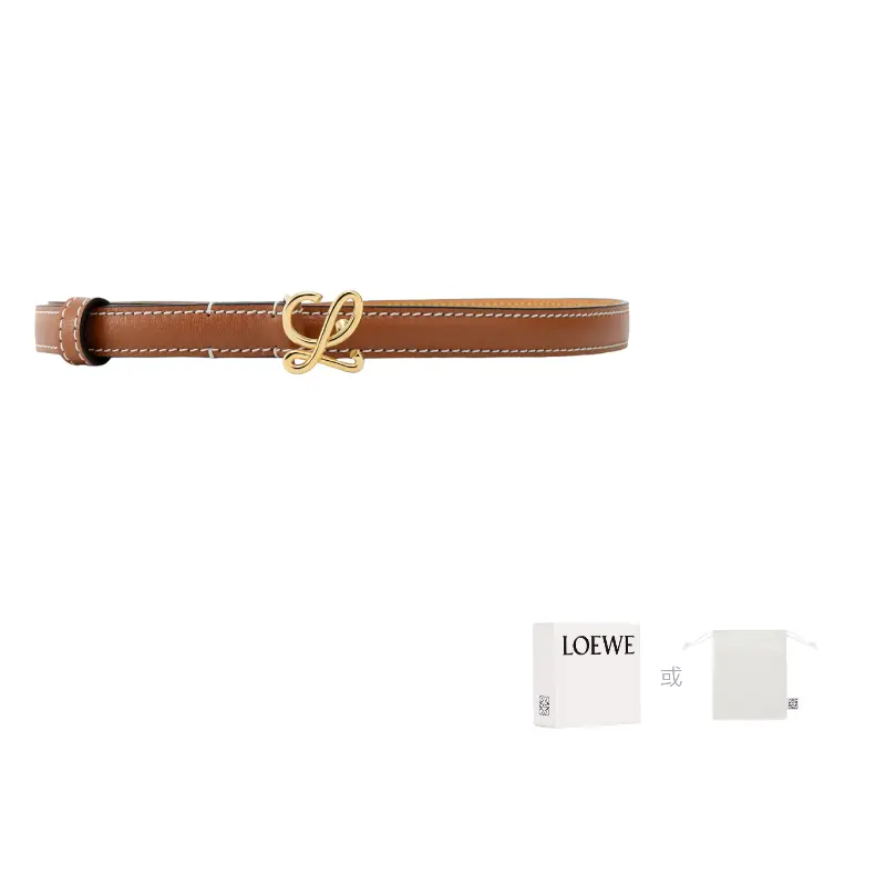 

LOEWE Женский кожаный ремень из коровьей кожи бежевый шириной 1.5 см, Tan