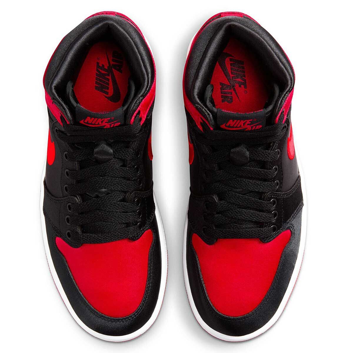 Кроссовки WMNS AIR JORDAN 1 RETRO HI OG SATIN BRED Jordan, цвет Schwarz/Rot/Weiß — фото 4