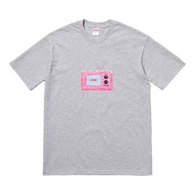 

Футболка ss18 tv tee heather grey short sleeve gray Supreme, серый